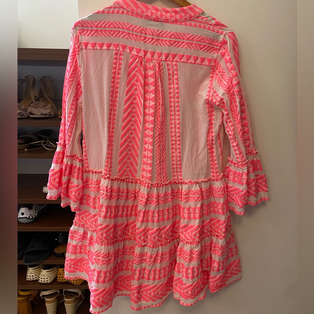DEVOTION TWINS Ella Mini Dress | NEON PINK on OFF WHITE - Picture 5 of 6